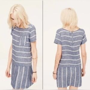 Loft Lou & GreyBlue and White Striped Linen Tunic Dress Size L